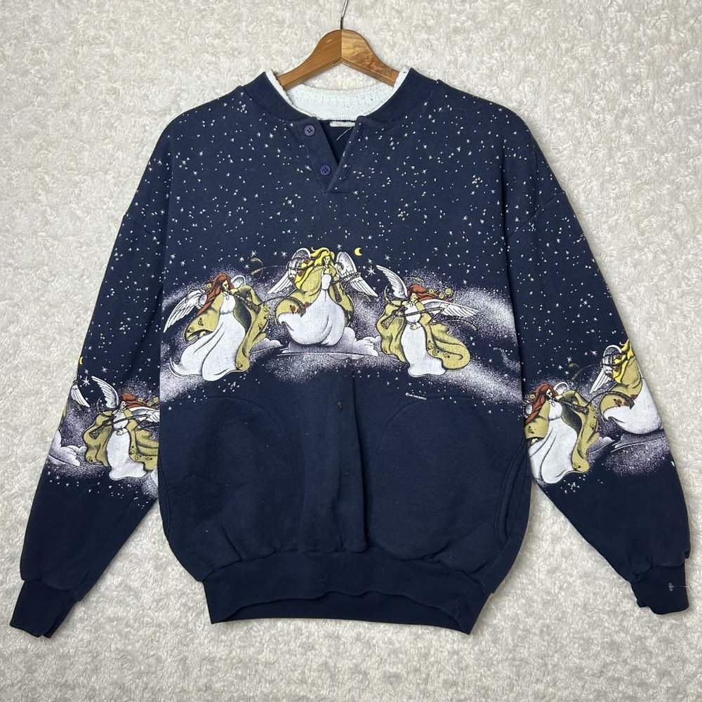 Vintage Angels Graphic Sweatshirt Celestial Pullover Crewneck Top Size M